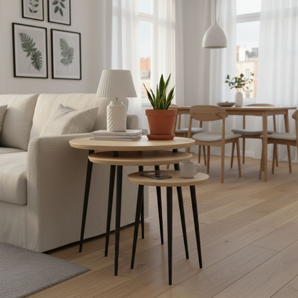 Nested Side Tables Add Flexible Space Small Living Dining Room