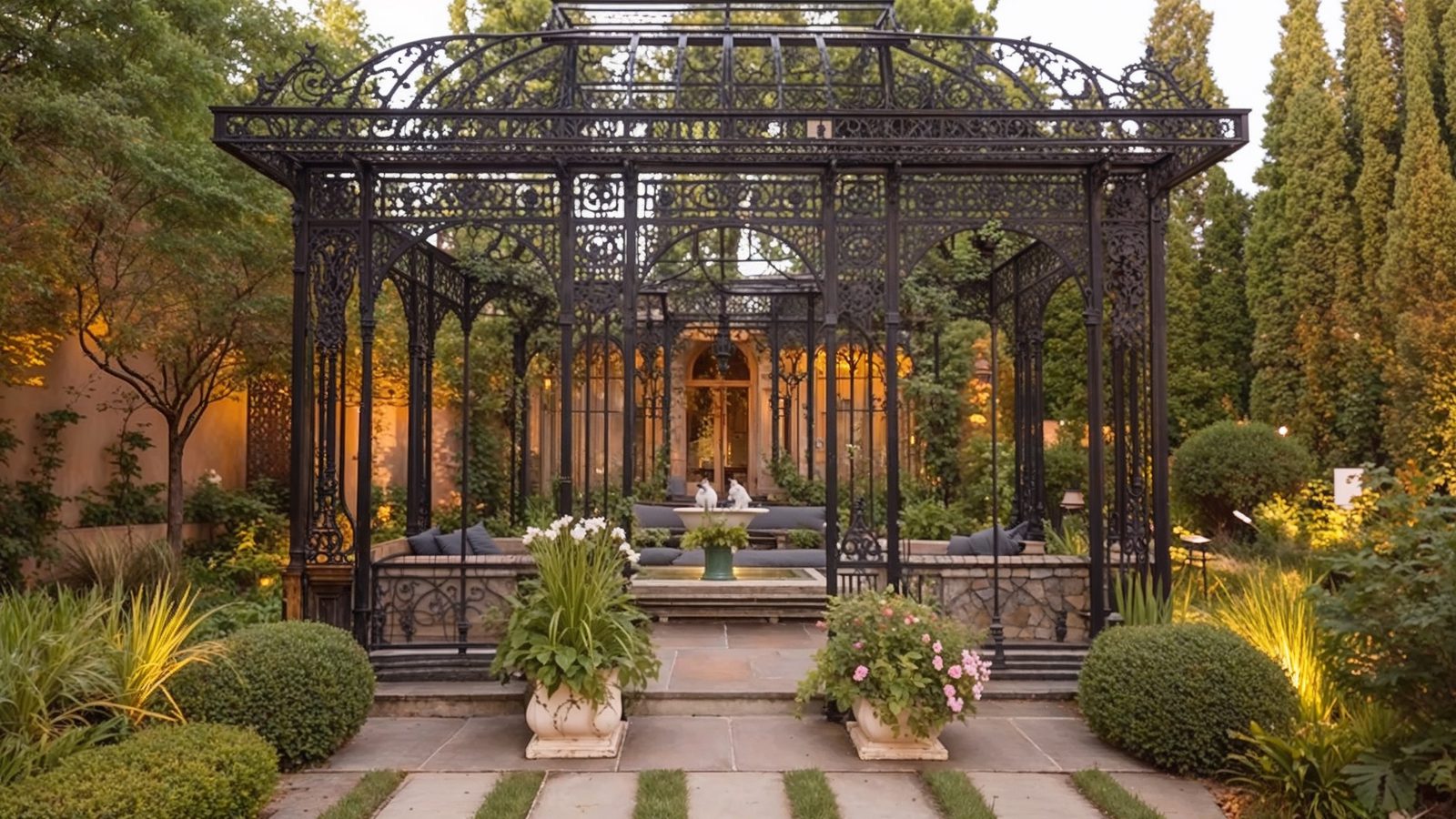 09 ornate pavilion in lush mansion garden