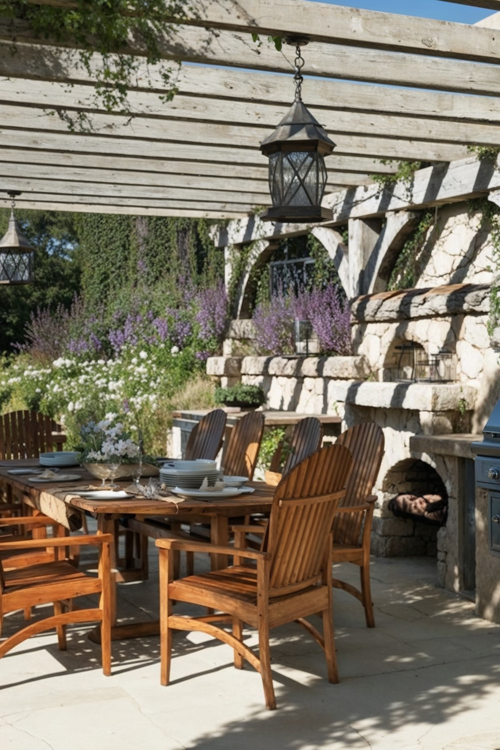 outdoor dining space at montecito mansion