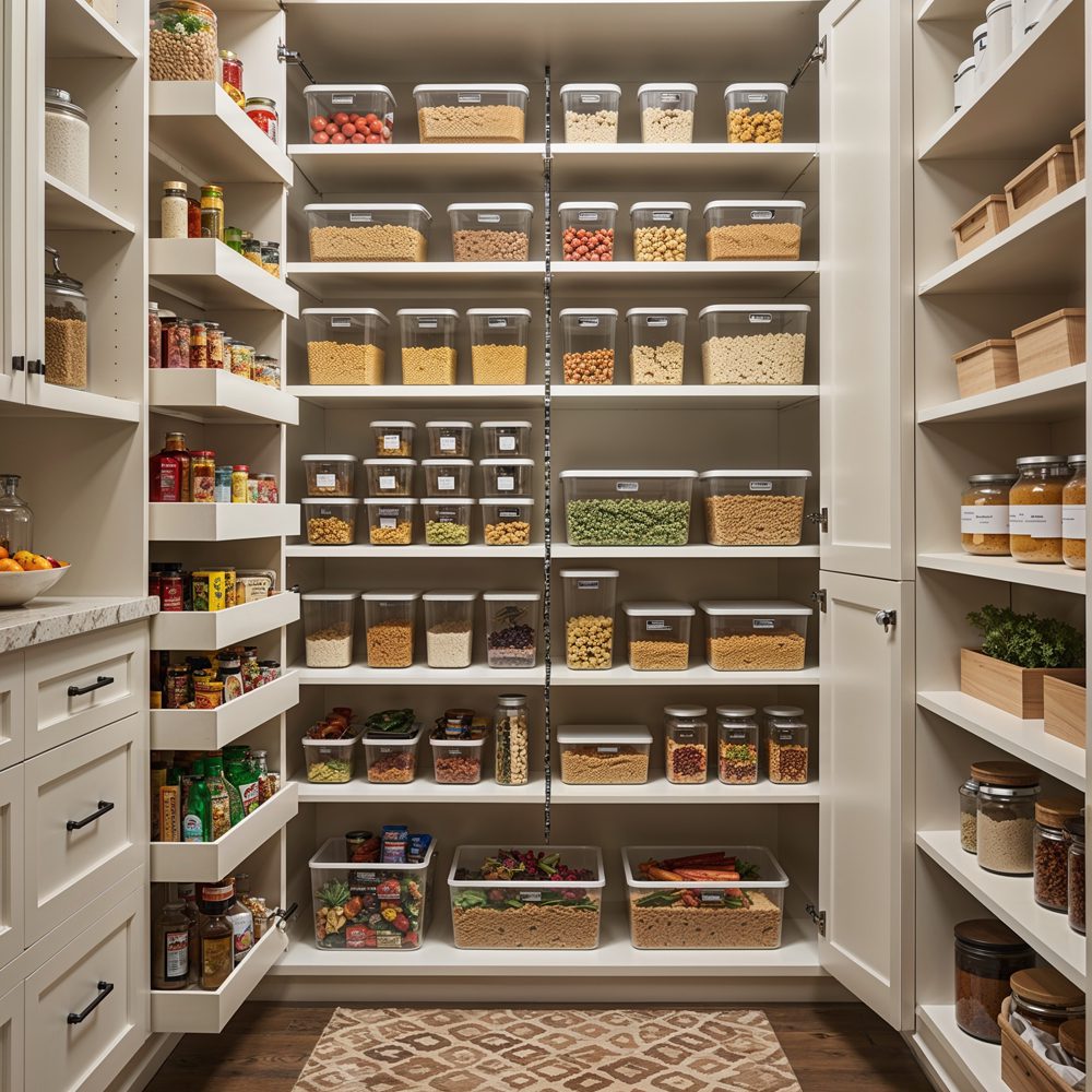 Pantry organization system with pull-out shelves