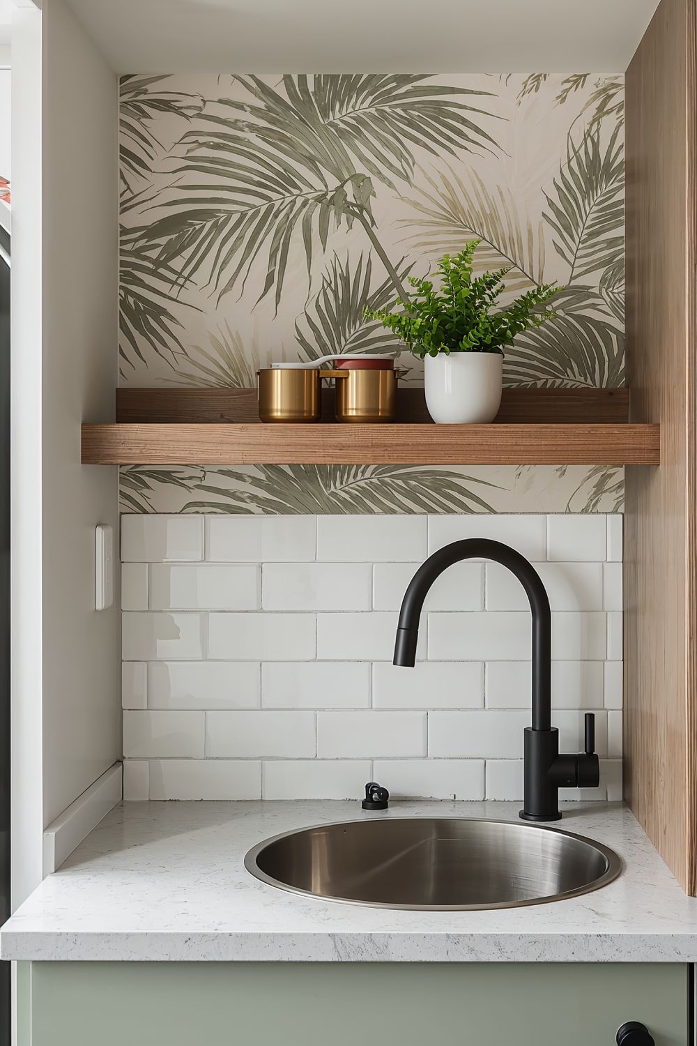 Peel And Stick Wallpaper Accent Wall In Pop Up Camper