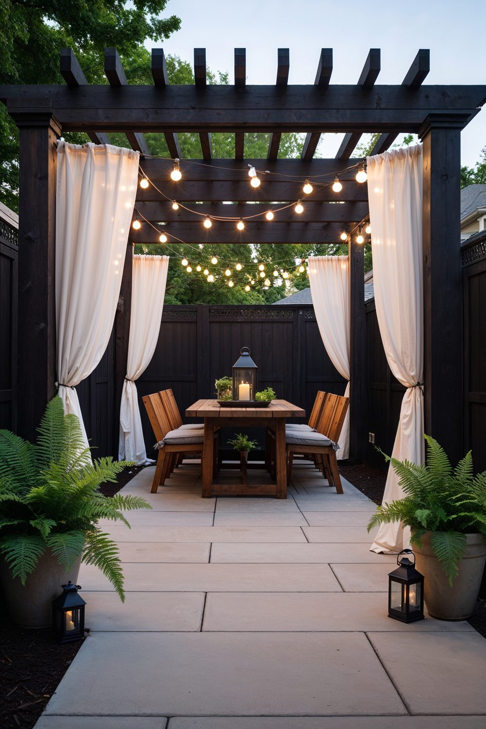 Pergola Top Wood Privacy Fence Design For Outdoor Room