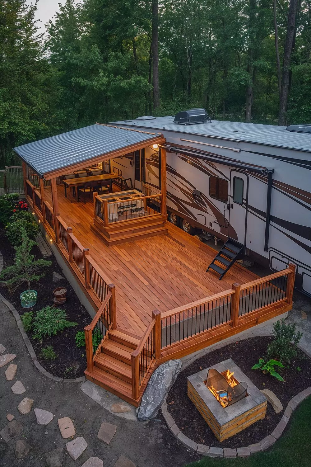 Permanent RV Deck Construction Seasonal Site Luxury