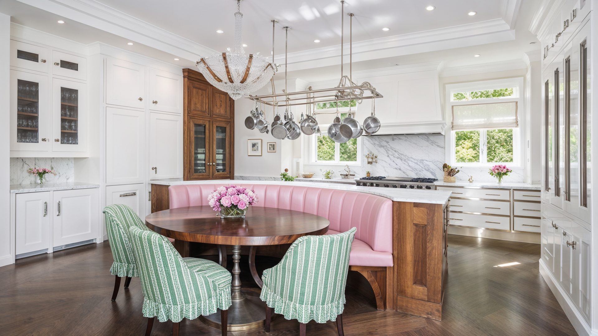 Pink Leather Breakfast Booth Kitchen