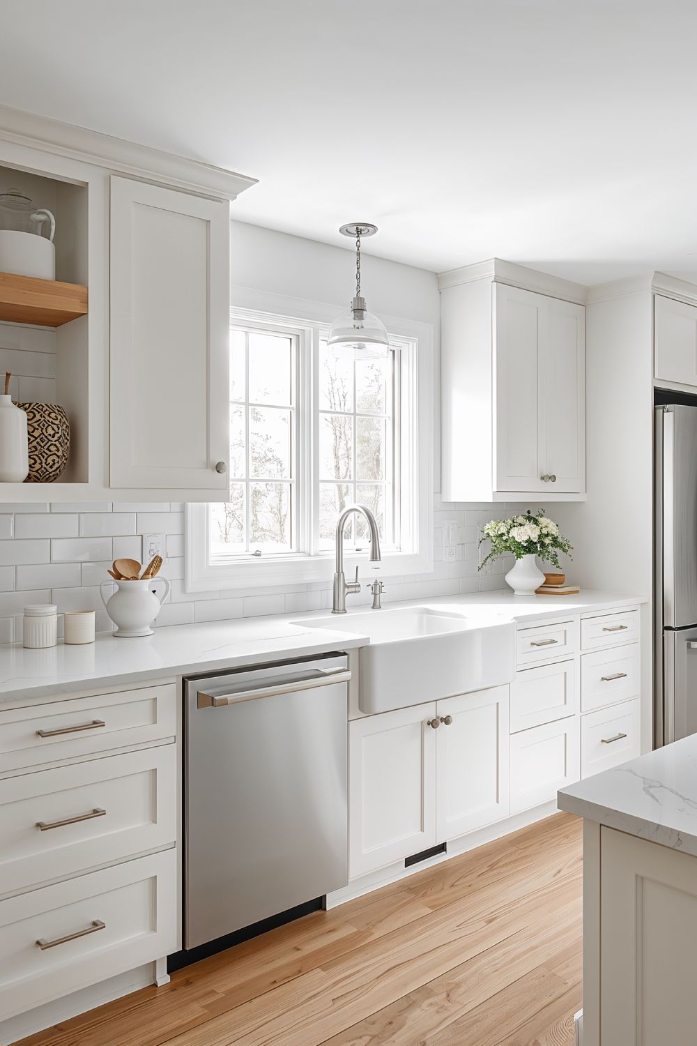 Pure White Shaker Cabinets With Alabaster Walls Kitchen Design