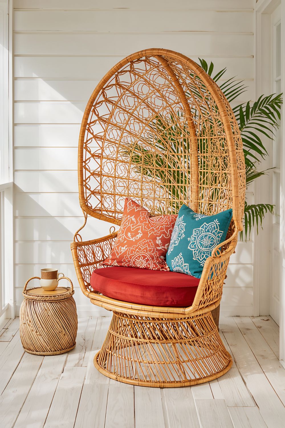 Rattan Peacock Chair For Bohemian Porch Style