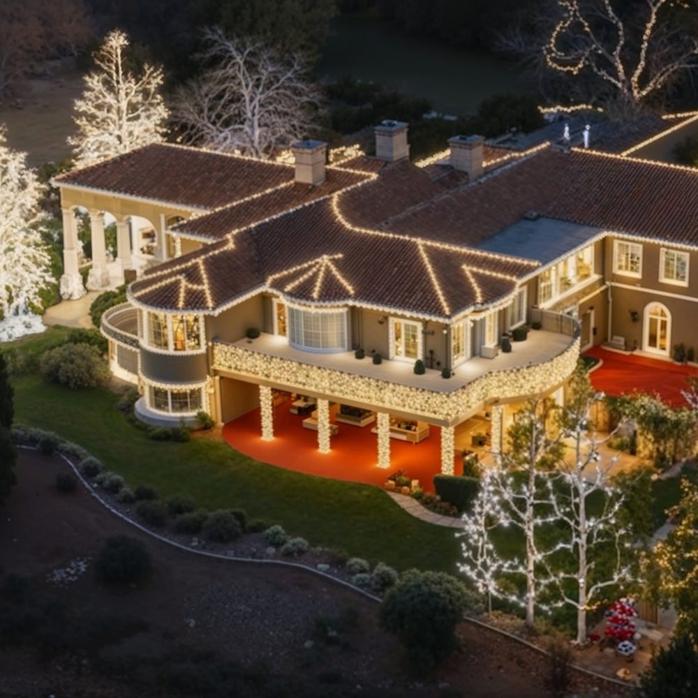 03 rear balcony and pool area lit for christmas