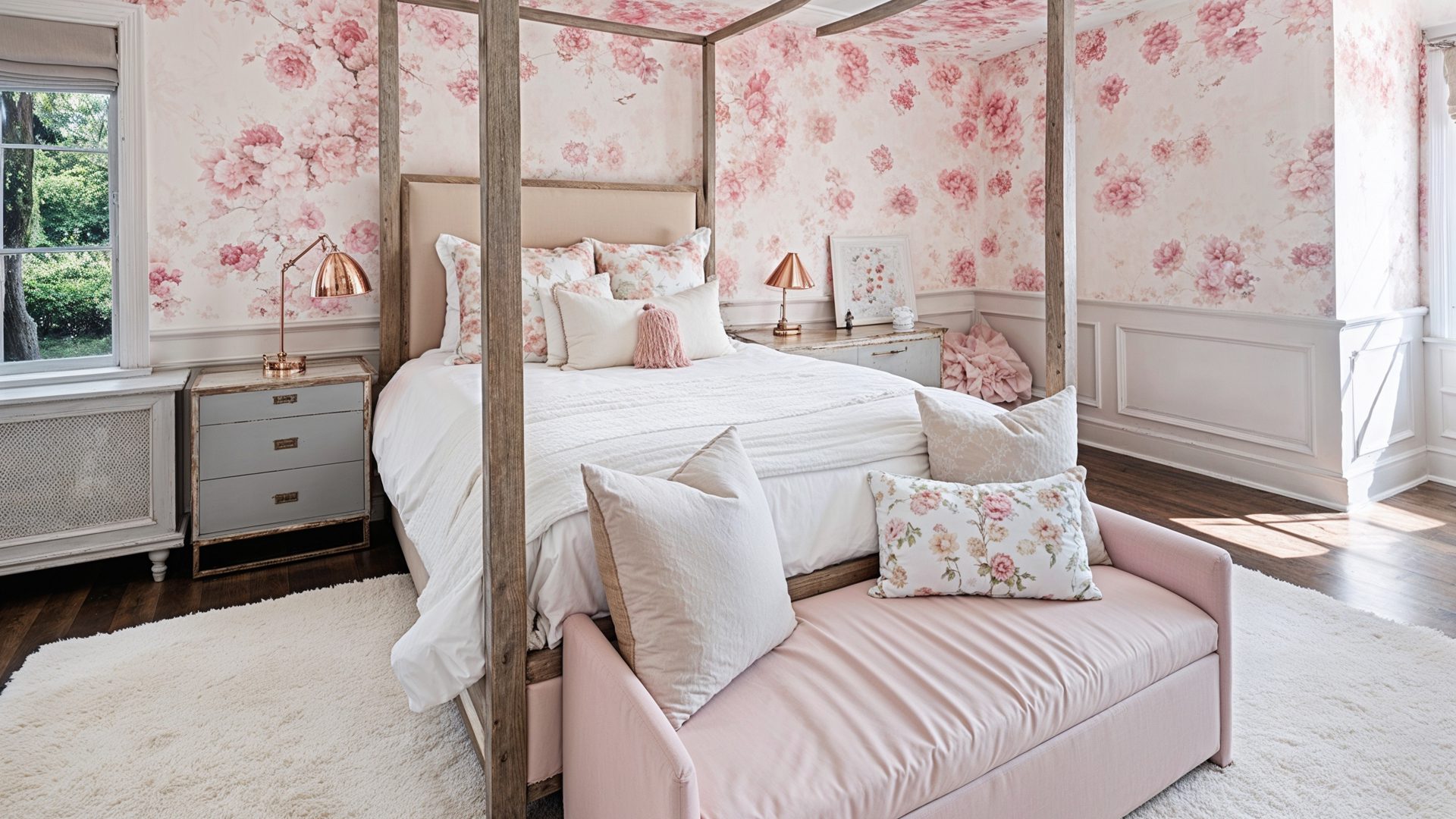 Romantic Pink Floral Bedroom