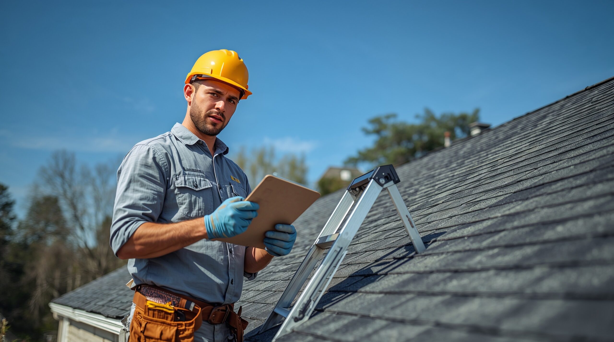 Roofer Inspecting A Roof