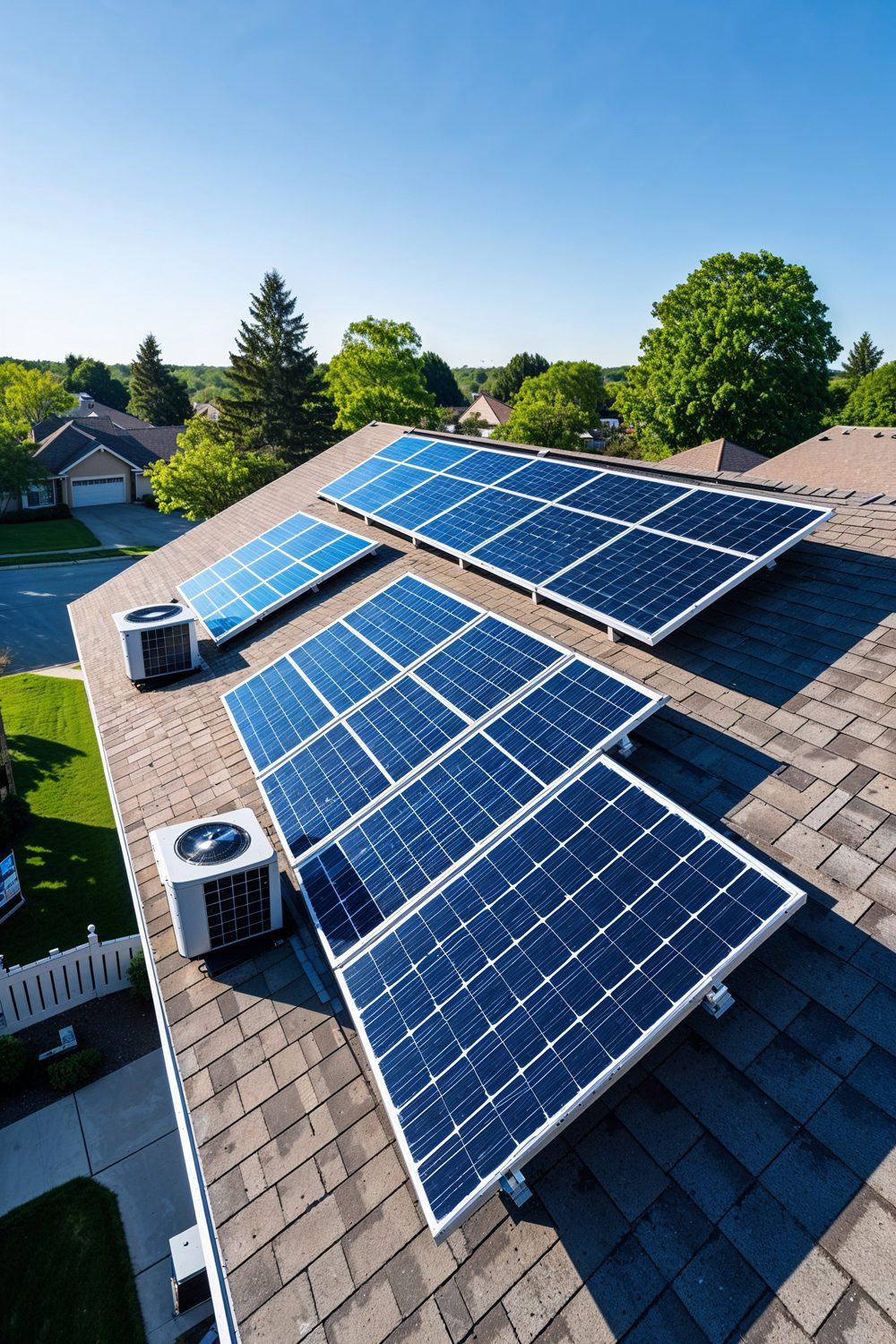 Rooftop Solar Panels Powering A Home's HVAC System