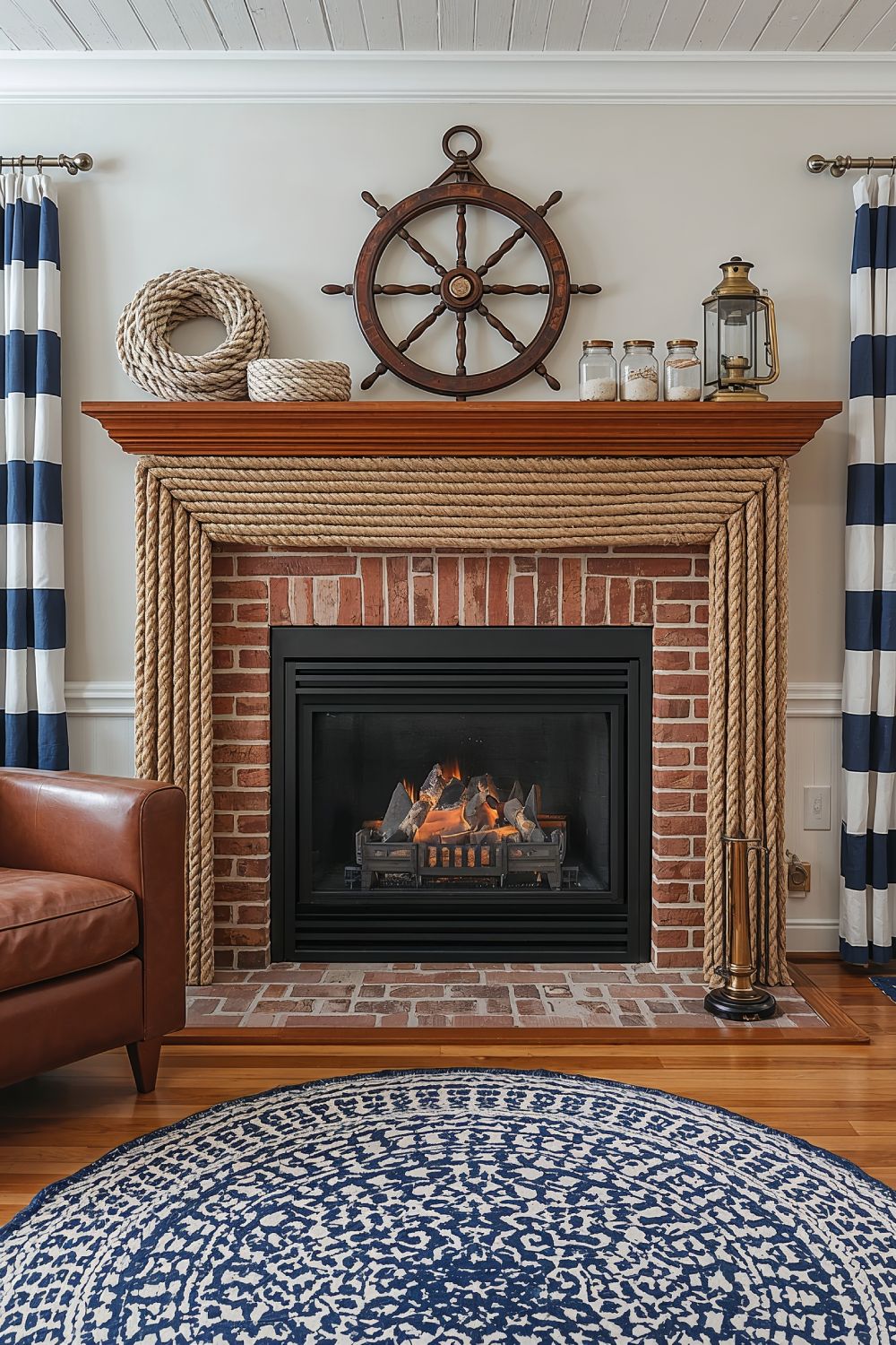Rope Wrapped Nautical Mantel Design