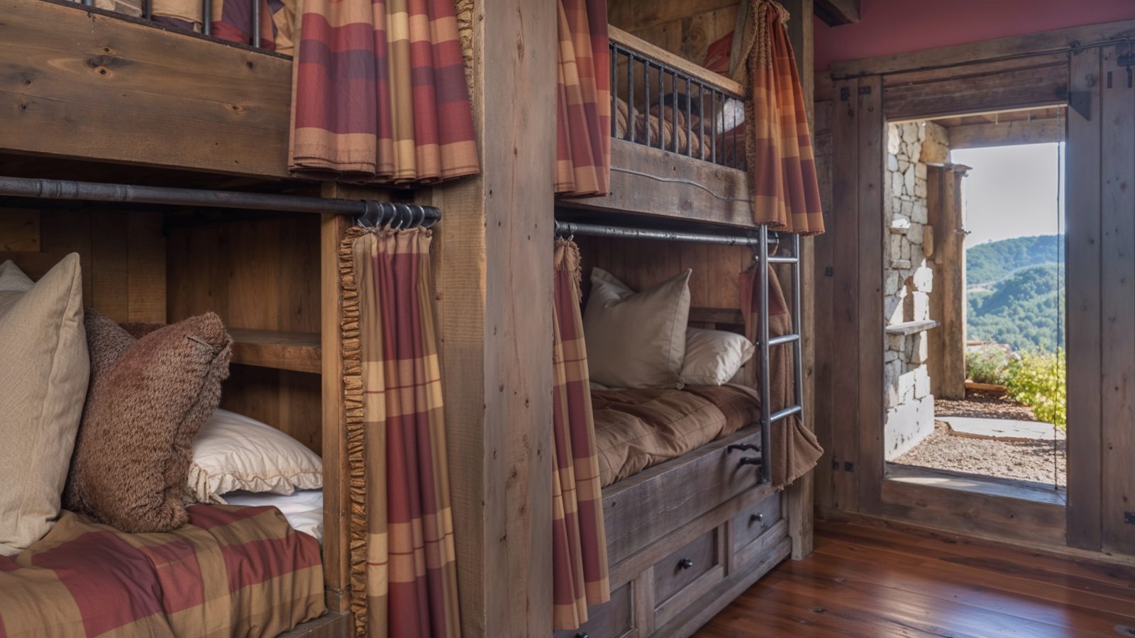rustic bunk room with cozy charm