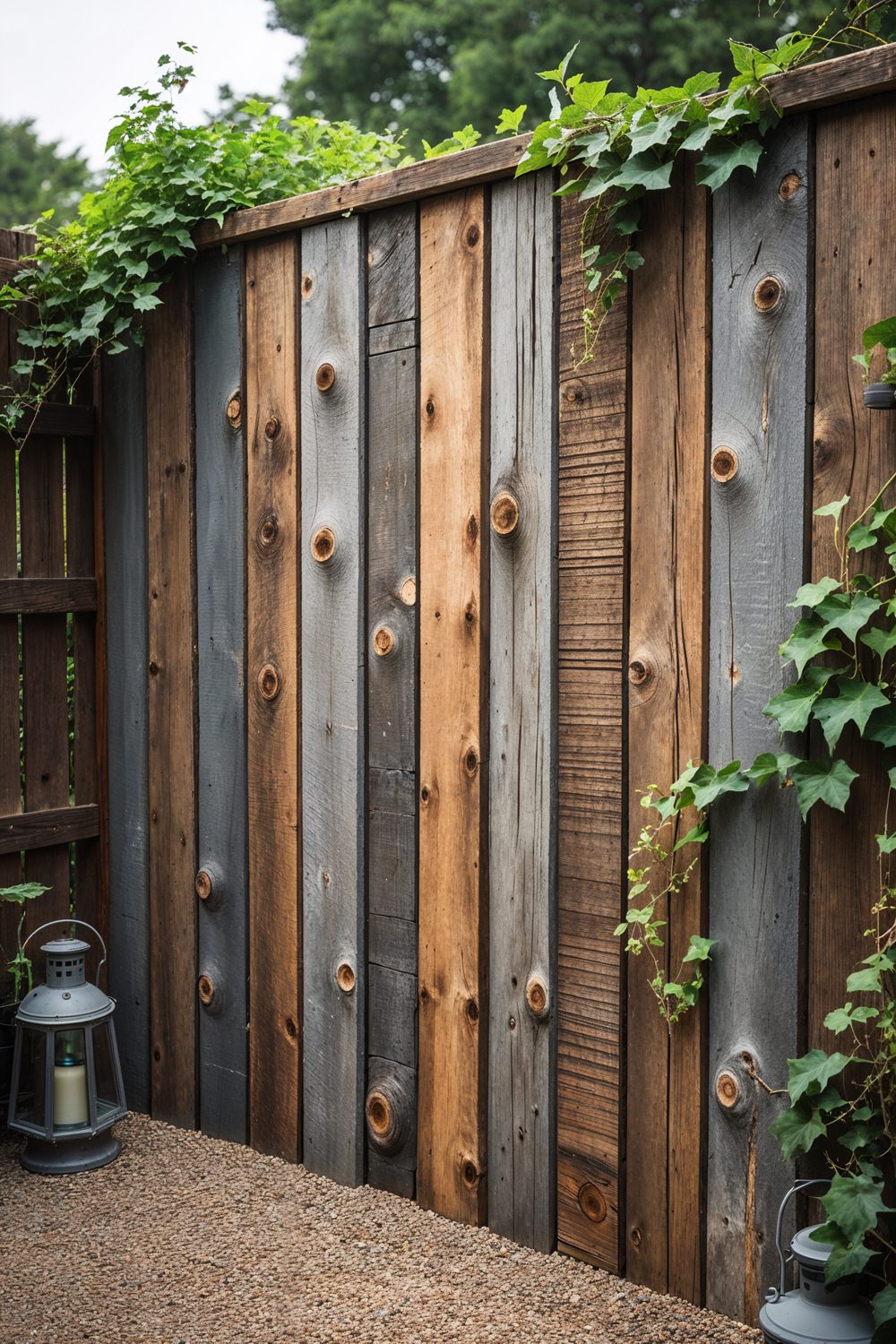 Rustic Reclaimed Wood Privacy Fence