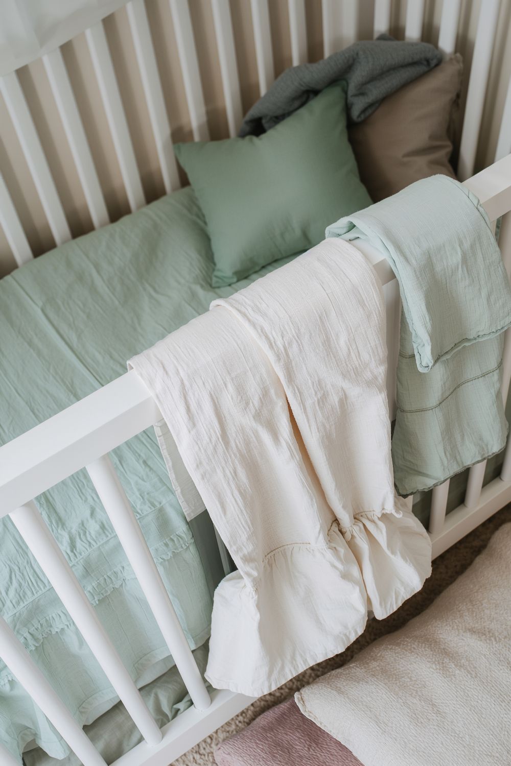 Sea Glass Color Palette With Organic Linen Nursery Bedding