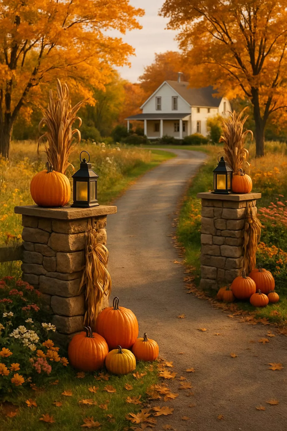 Seasonal Decor Ideas For Farmhouse Driveway Entrances