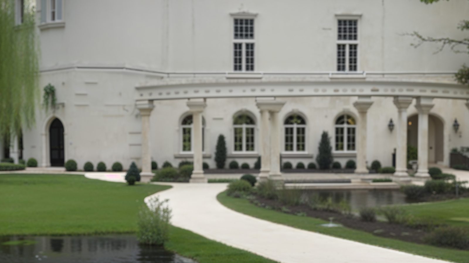 serene garden pathway with european inspired landscaping