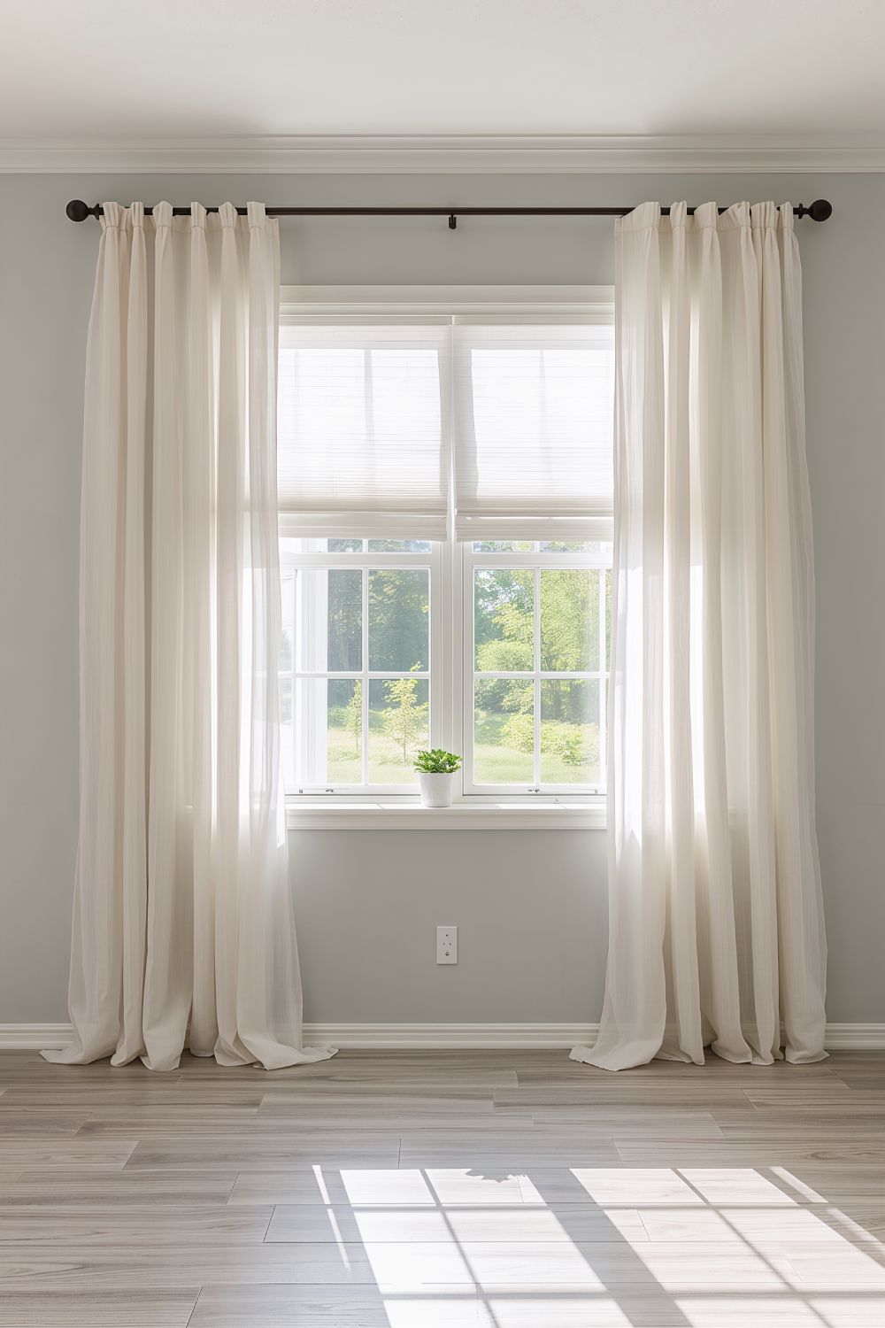 Sheer White Curtains And Bright Window Treatments For Small Living Rooms