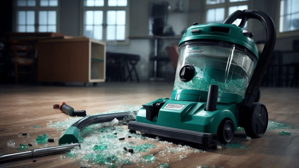 shop vac picking up glass