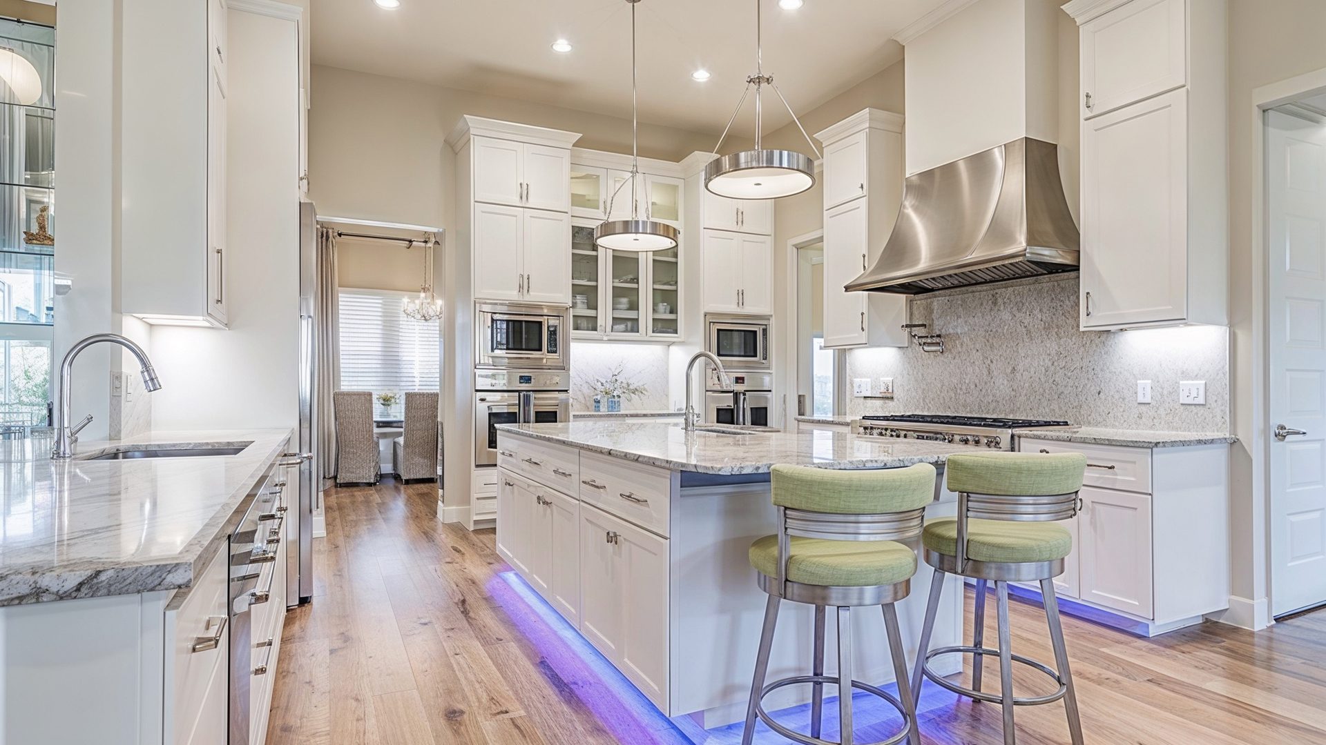 Sleek White Kitchen With Blue LED Highlights In SGA Oklahoma Man