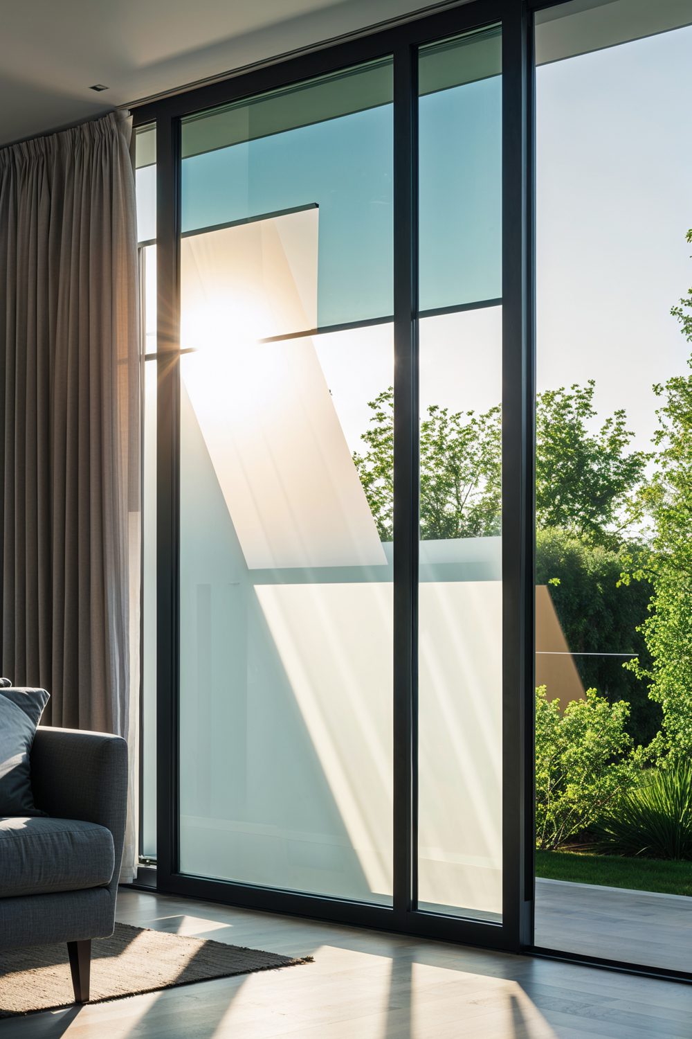 Smart Windows In A Home Dimming Sunlight To Reduce Indoor Heat