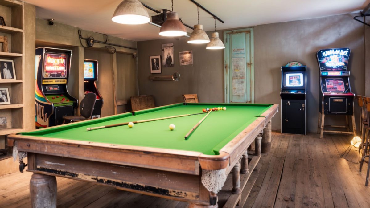 snooker room with vintage decor in liam payne's mansion