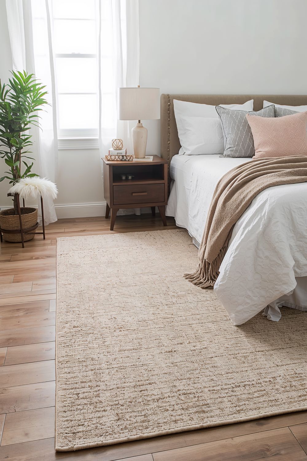 Soft Hand Knotted Rug For A Serene Bedroom
