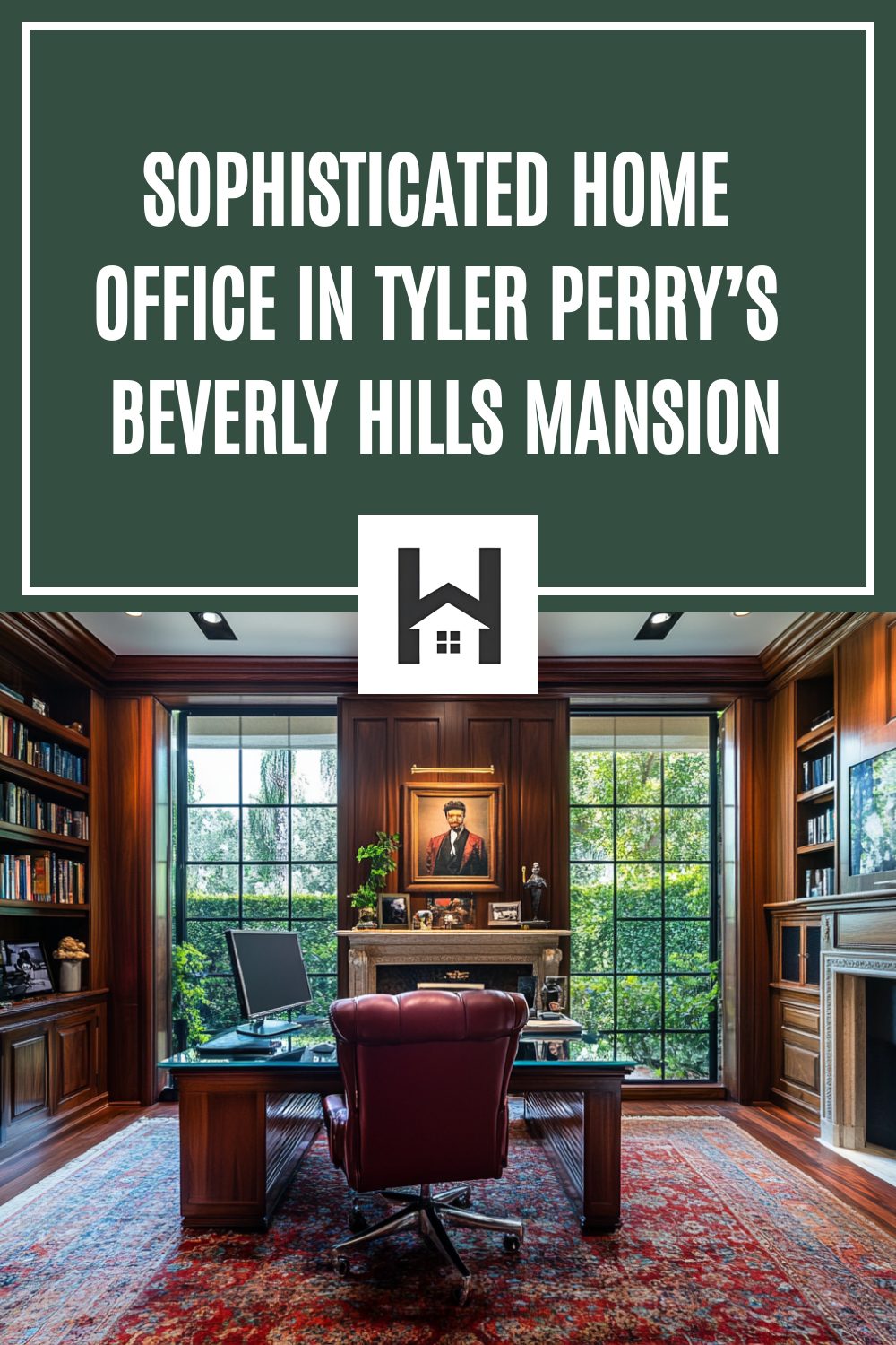 sophisticated home office in tyler perry s beverly hills mansion