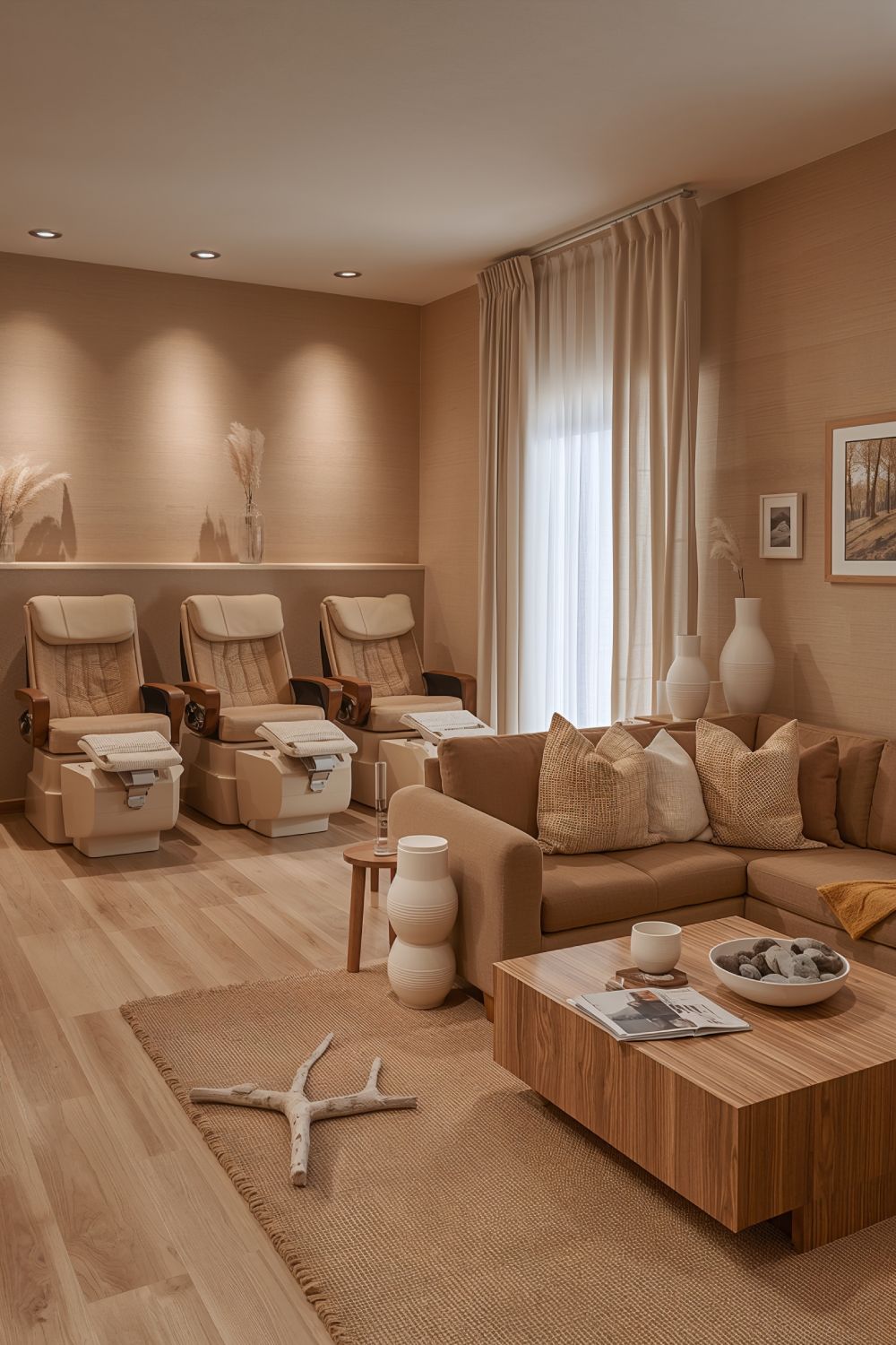 Spa Inspired Neutral Nail Salon Interior Tranquil Design