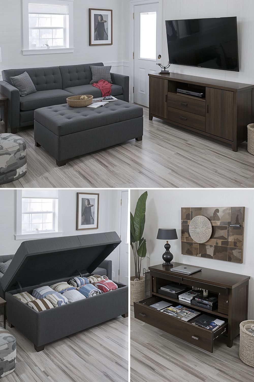 Space Saving Storage Ottoman And Multi Function Living Room Furniture