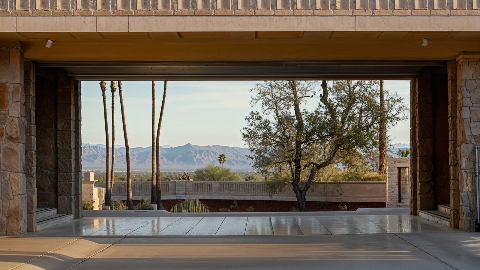 spacious garage with scenic views at walker mccune mansion
