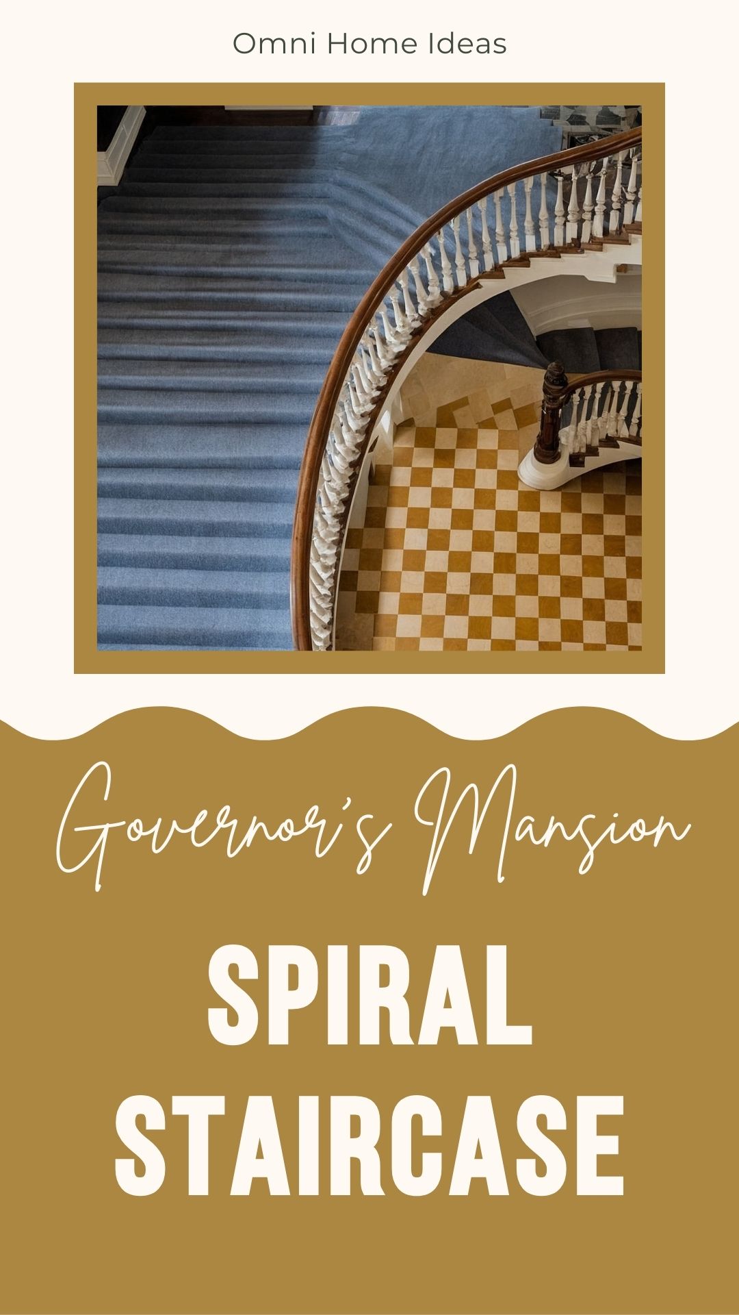 spiral staircase from above in the illinois governor's mansion