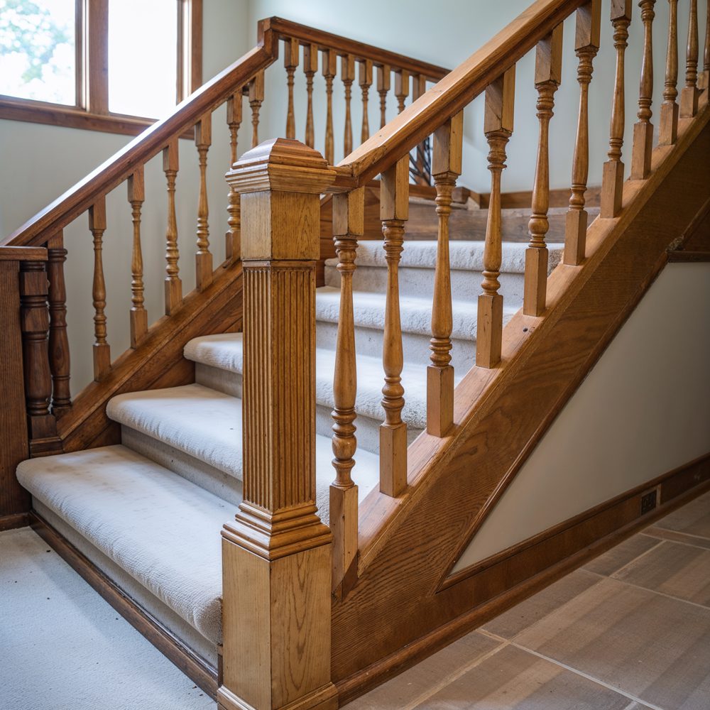 Original handrail and balusters before update