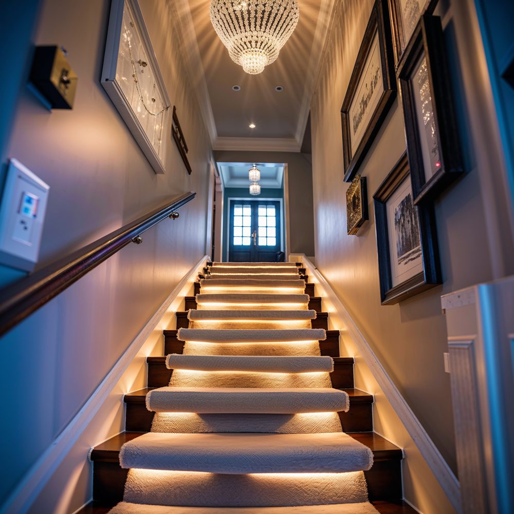 Beautiful chandelier and accent lighting after renovation