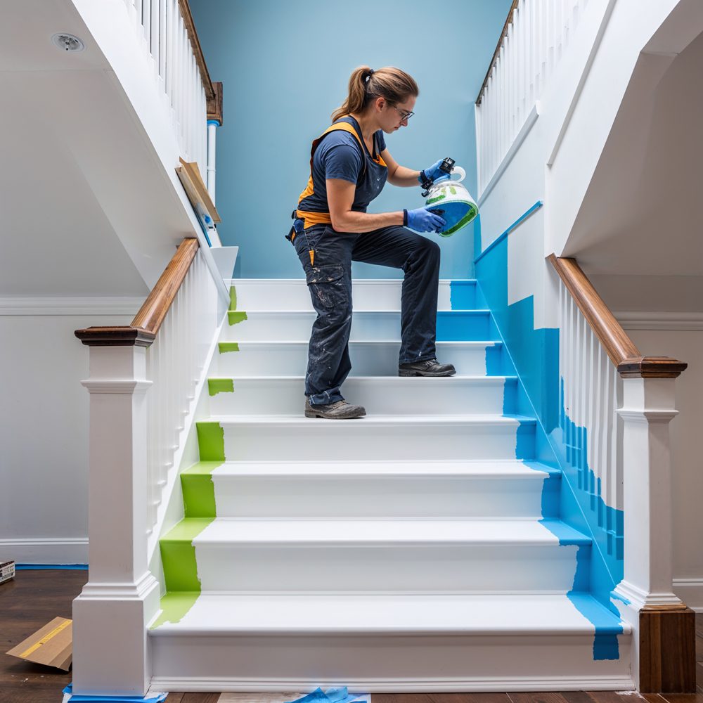 Paint technique demonstration showing riser pattern