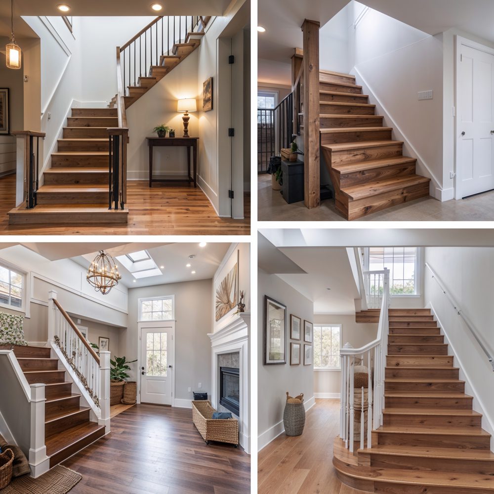 Basement stair transformation with painted treads