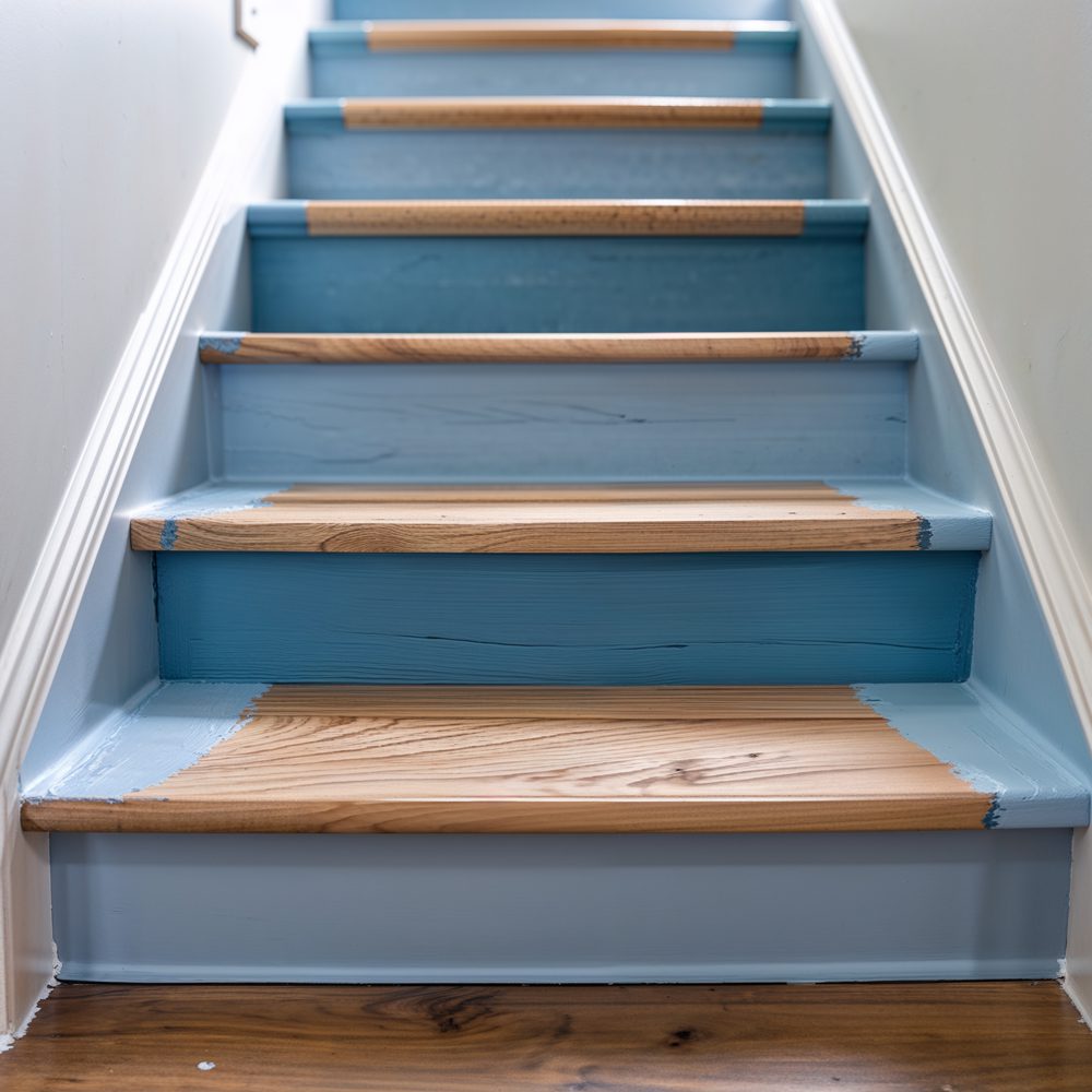 Stair risers after - creative paint pattern