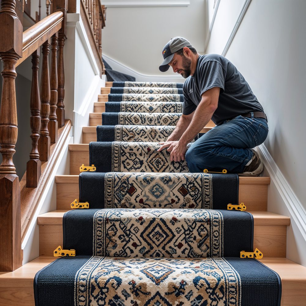 Stair runner installation process and safety features