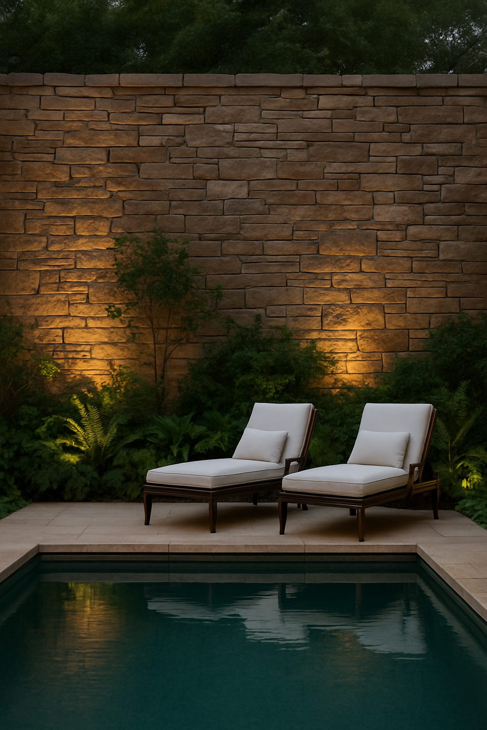 Stone Masonry Pool Privacy Wall Backyard Retreat