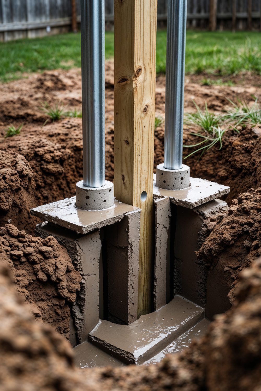 Strong 8 Foot Fence Posts Set In Concrete For Stability