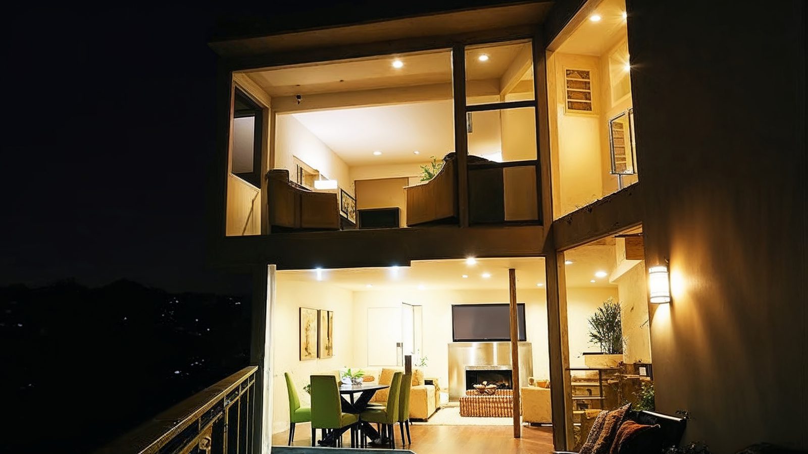 stunning nighttime exterior of pamela bach%e2%80%99s hollywood h