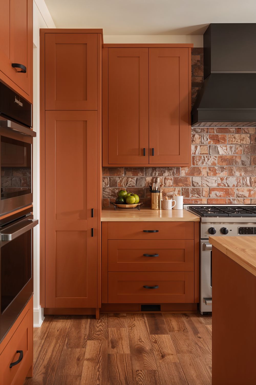 Terracotta Kitchen Cabinets With Alabaster Walls