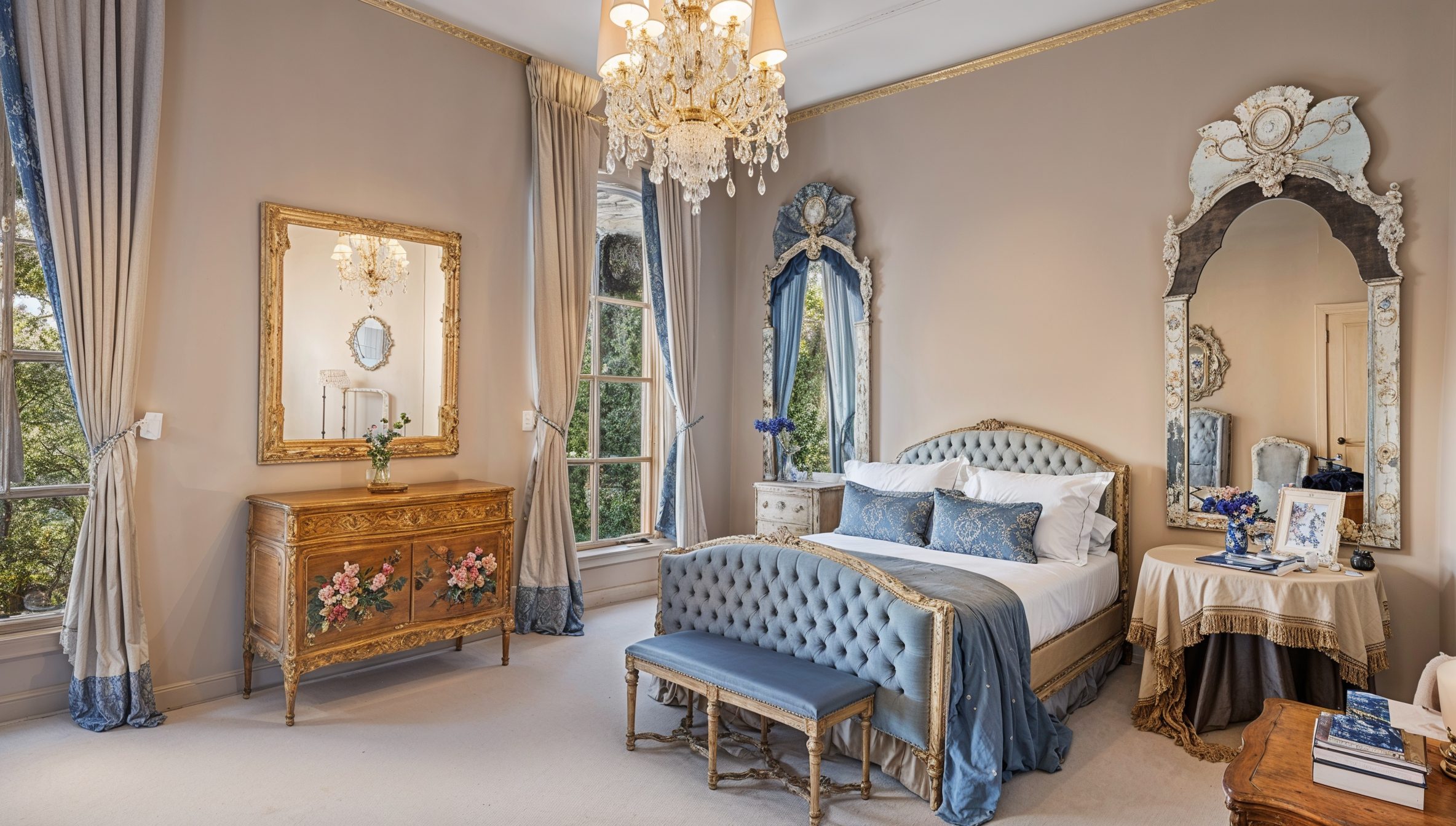 The Blue And Gold Guest Bedroom – Vintage Venetian Elegance