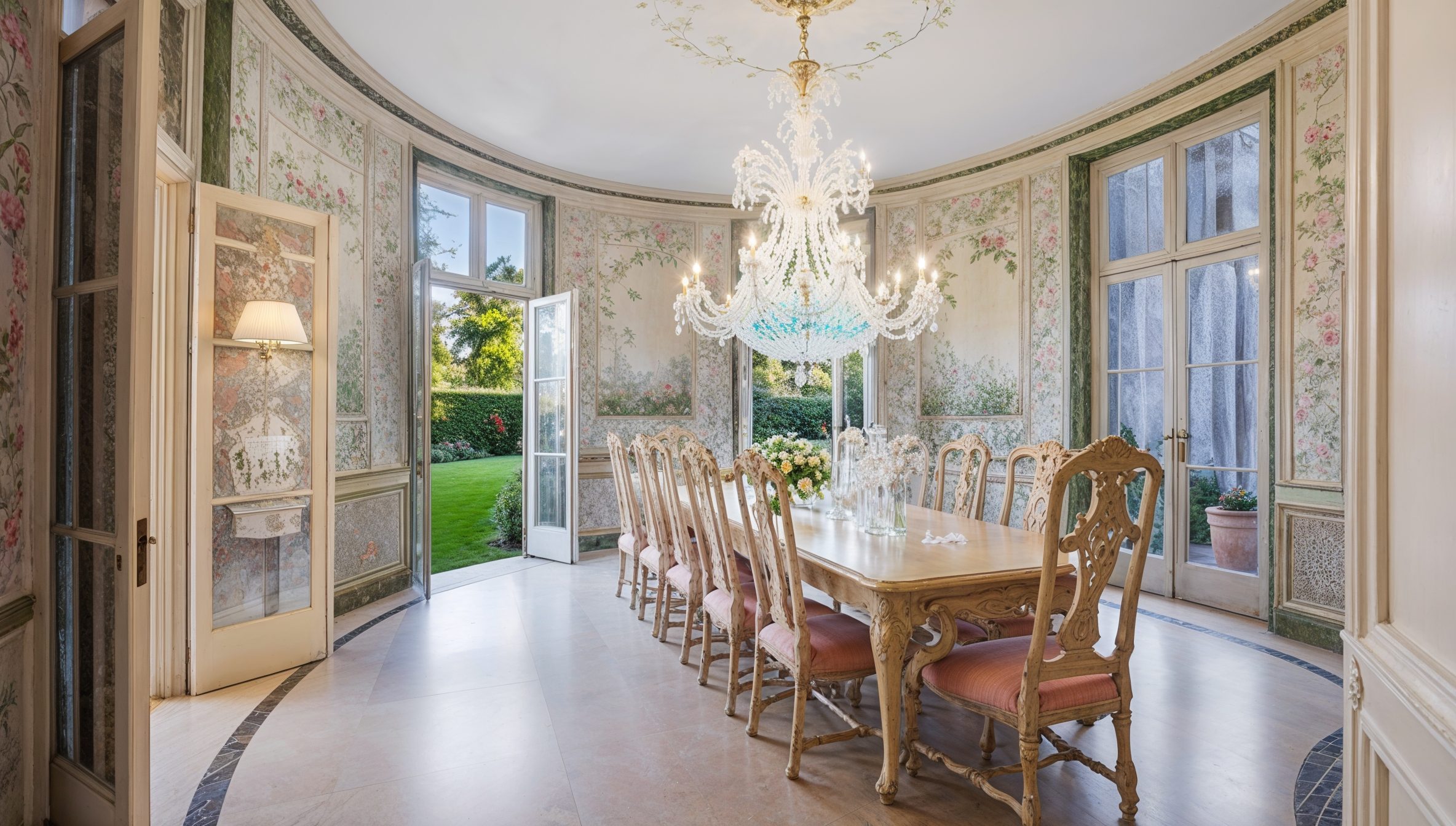 The Circular Dining Room – A Floral Dream With Venetian Glass