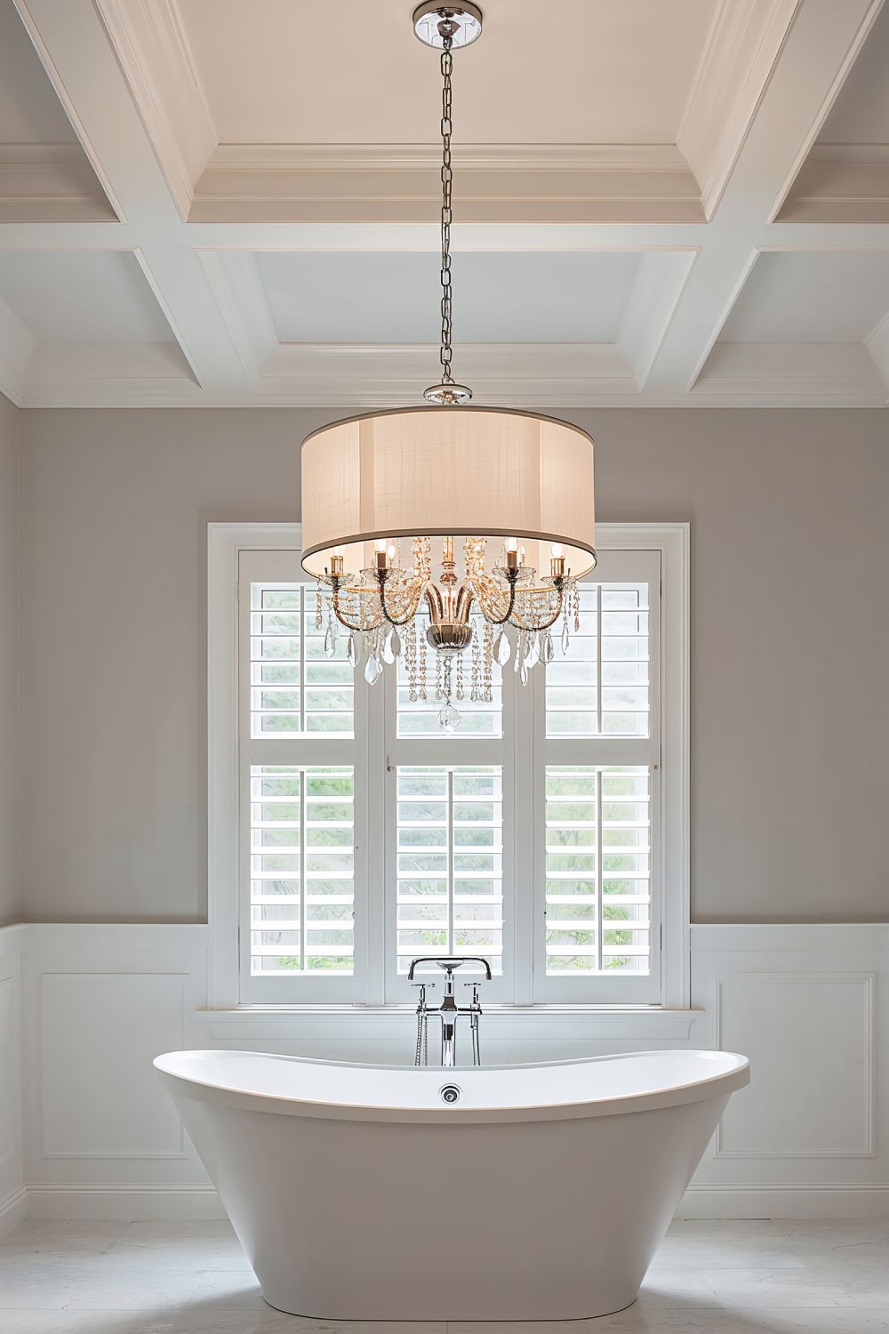 Transitional Bathroom Chandelier With Modern Drum Shade Design