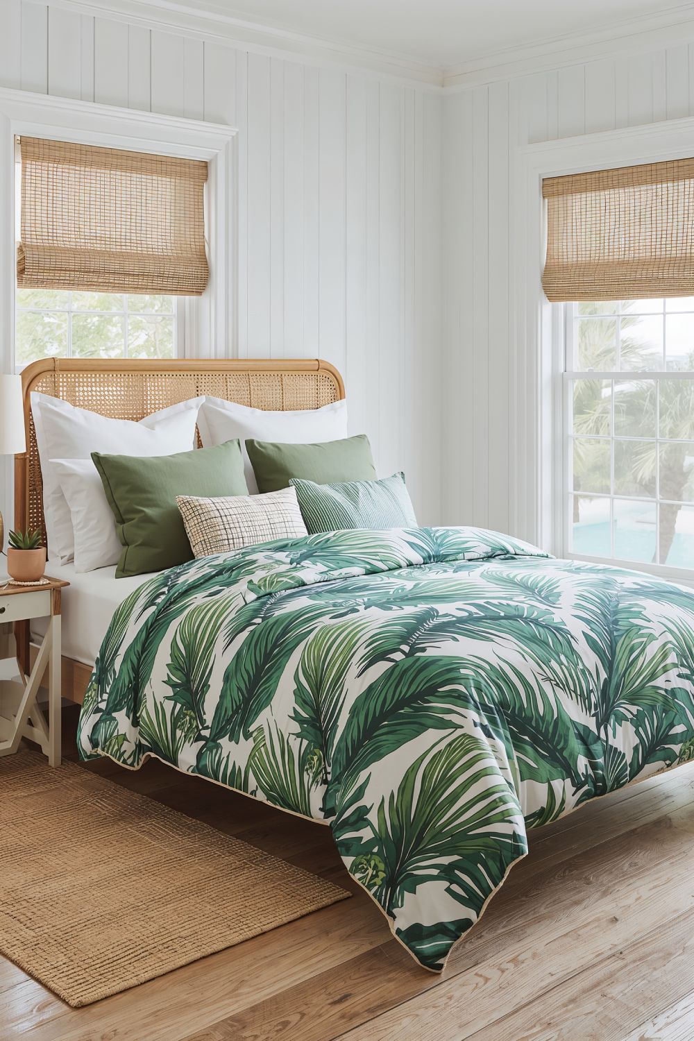 Tropical Palm Tree Print Comforter For Beach Bedroom Decor