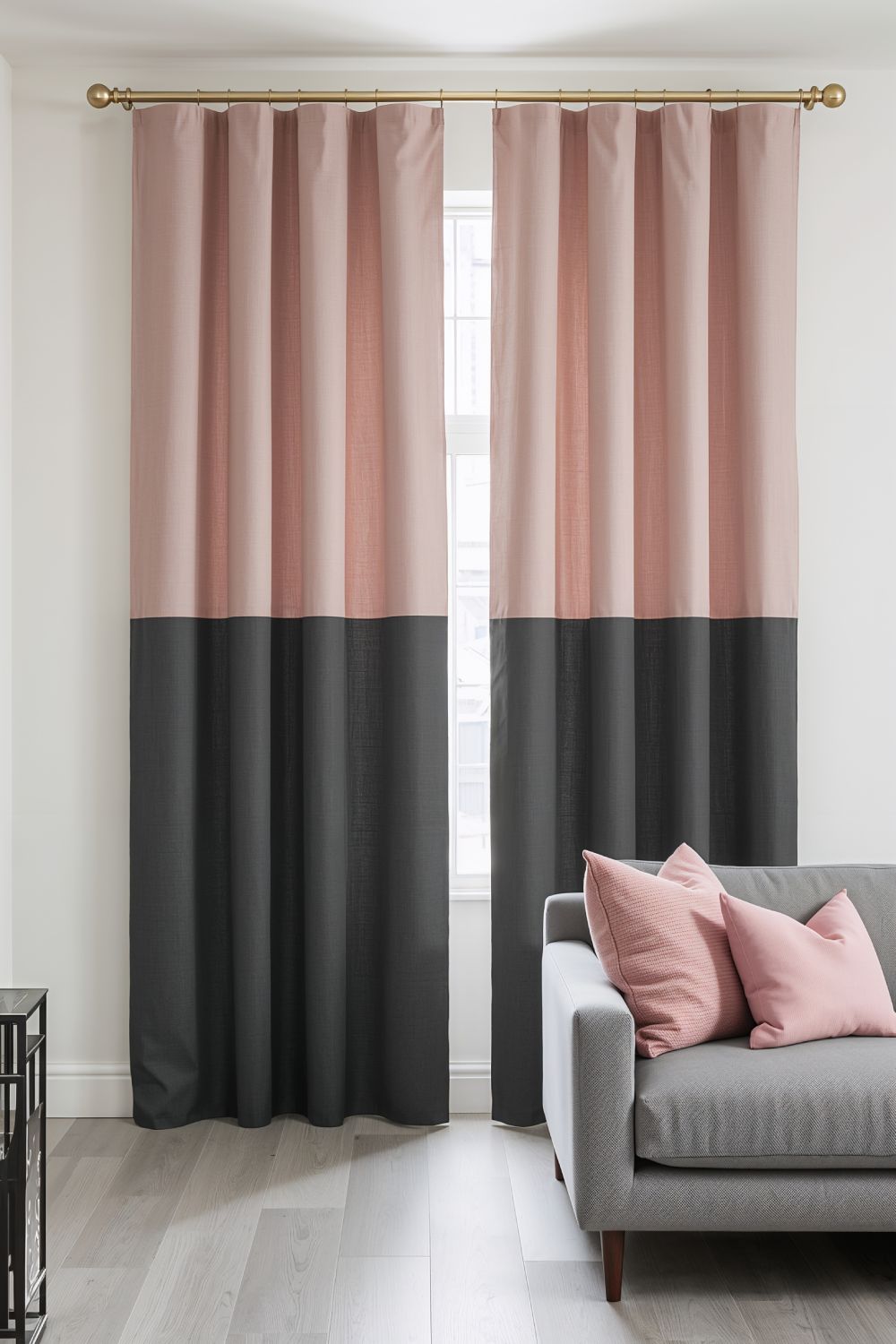 Two Toned Color Blocked Curtains For Modern Living Room Style