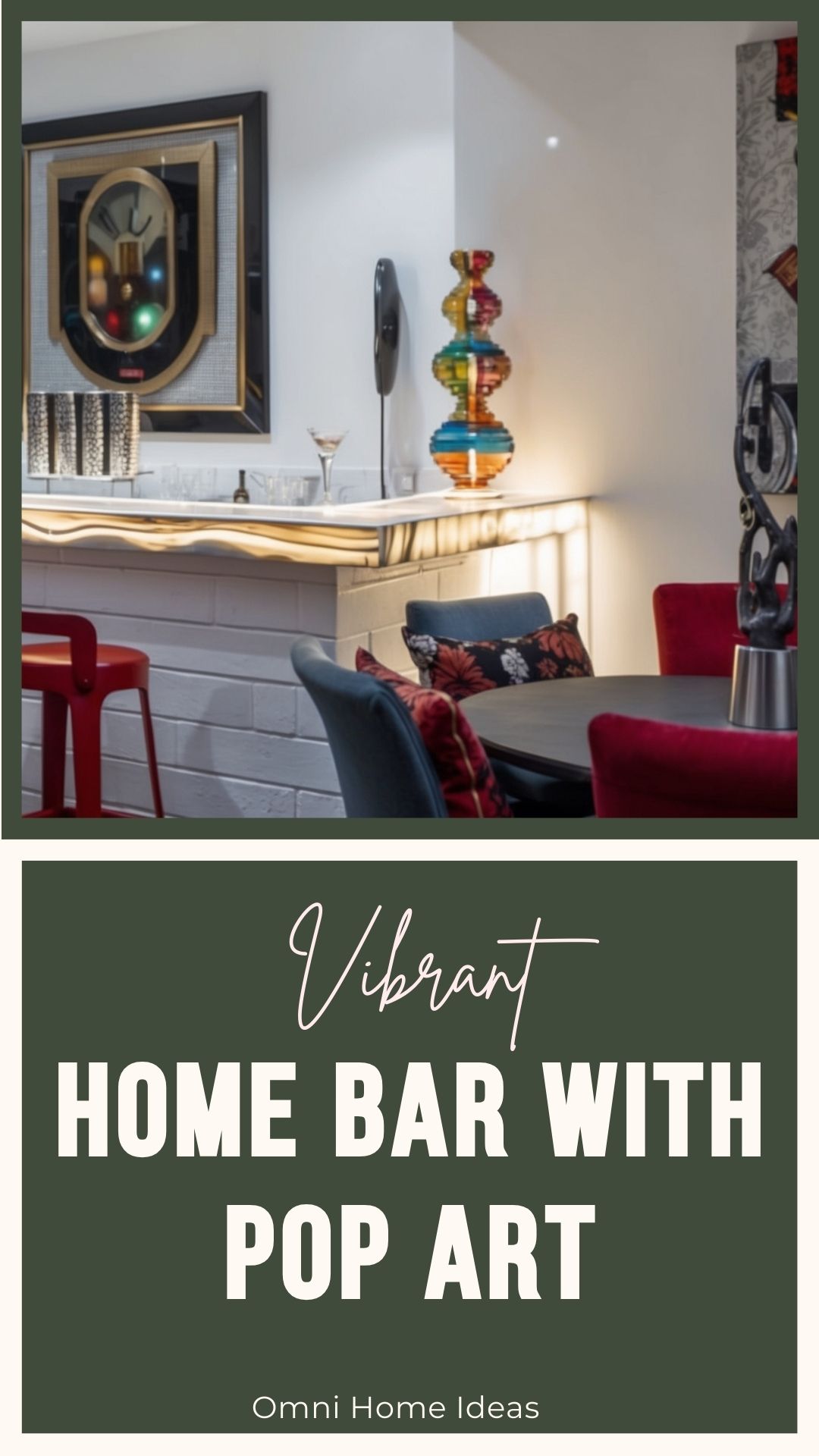 vibrant home bar with pop art accents
