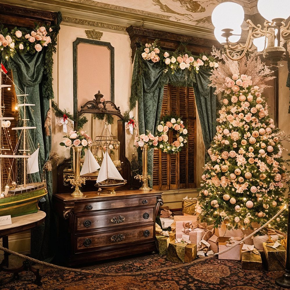 03 victorian drawing room with nautical christmas tree