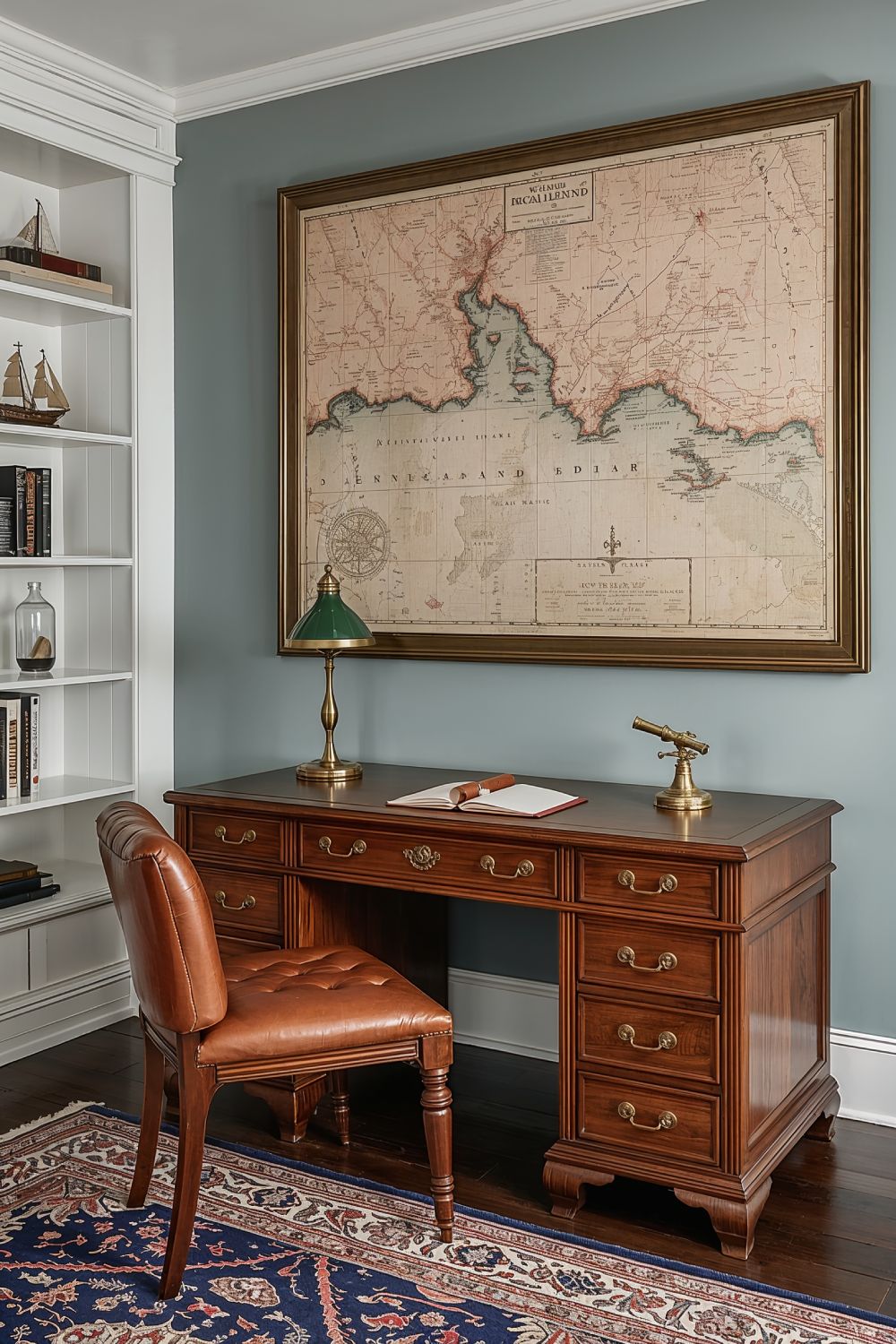 Vintage Nautical Map Wall Art For Coastal Home Office
