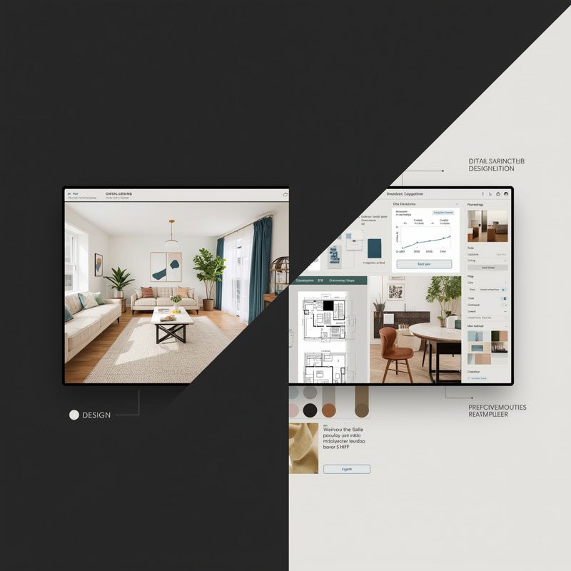 Virtual interior design 3D rendering showcase